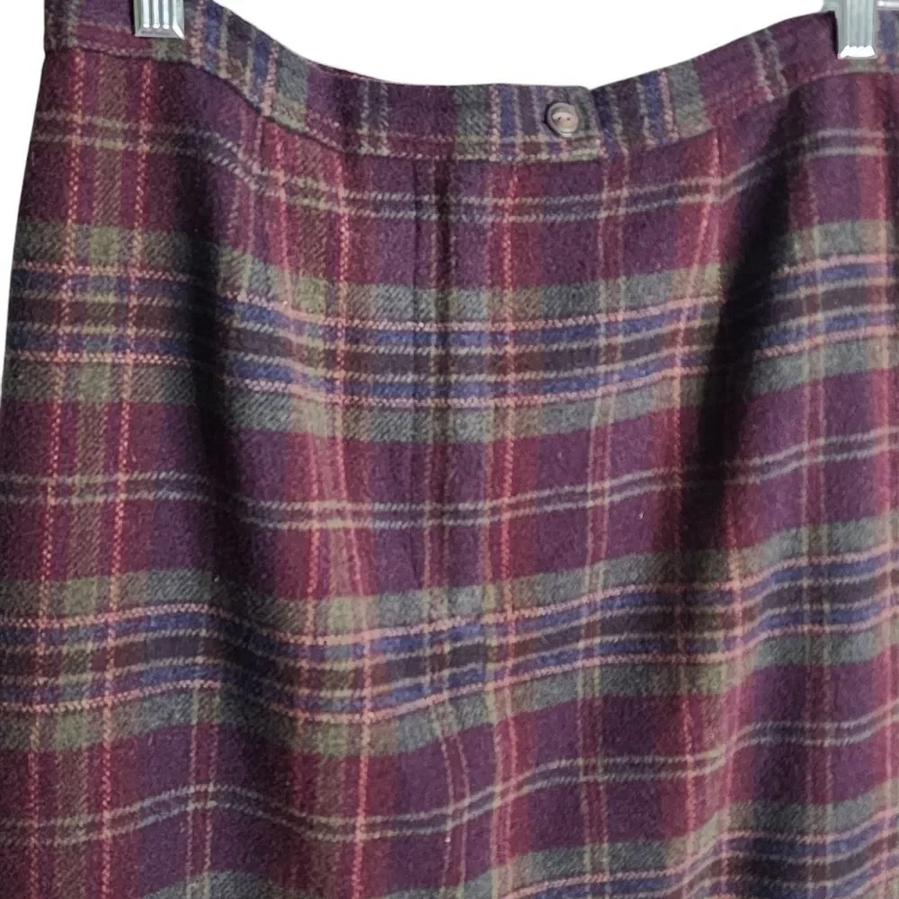 Vintage Crazy Horse maxi skirt plaid wool blend Academia Grunge 12P